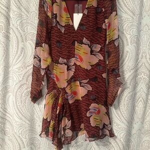 NWT Joie Floral V-Neck Long Sleeve Dress